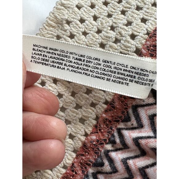 Maxi Skirt XL W/ Wide Waist Band Stretch Zig Zag Stripes Boho Hippie Whimsy - Picture 9 of 9